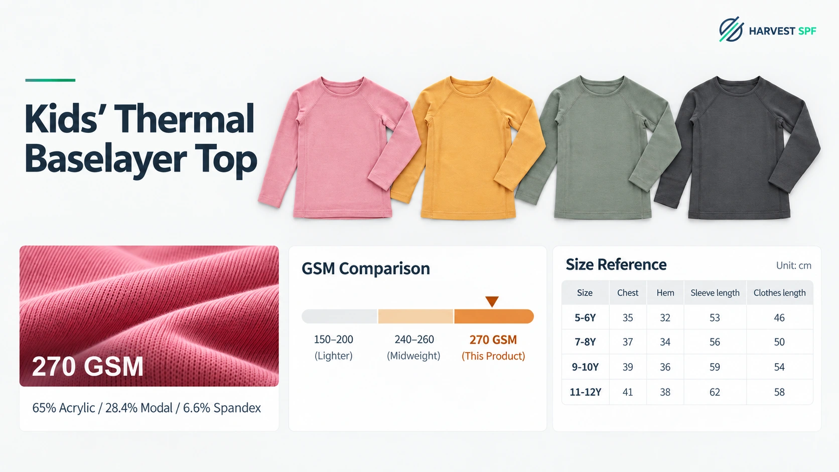 Children’s acrylic-modal-spandex long-sleeve thermal baselayer