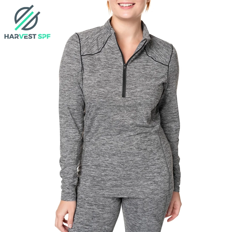 Women’s polyester-spandex half-zip pullover for winter apparel sourcing