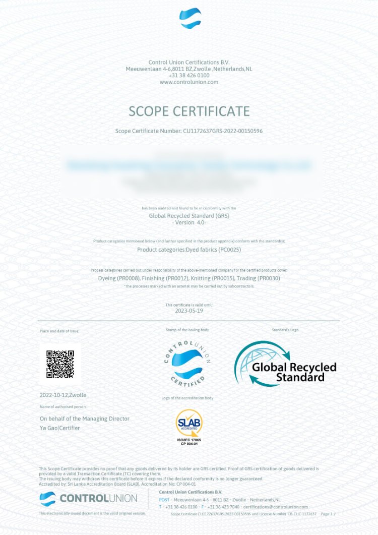 SCOPE CERTIFICATE