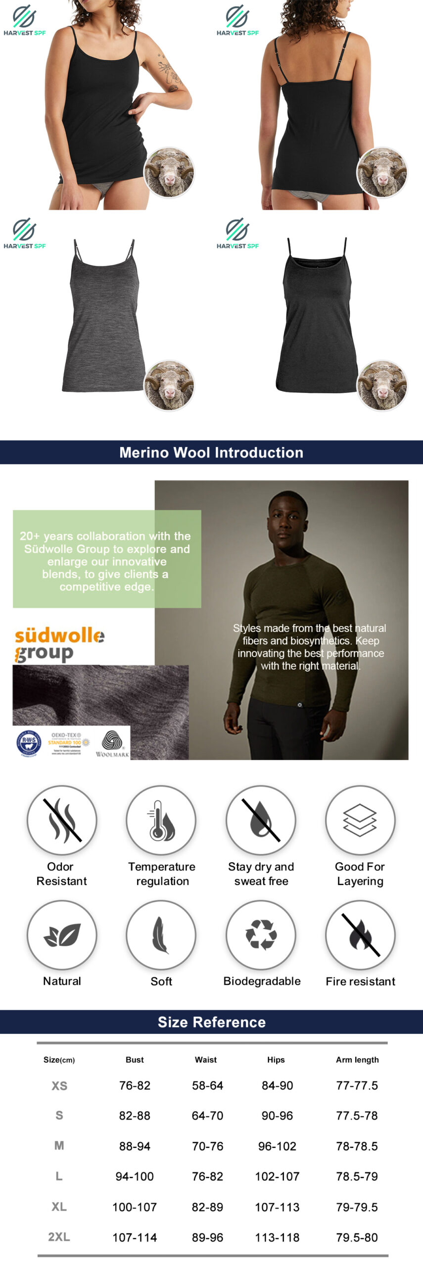 Custom Women’s Merino Wool Cami Singlet| OEM Activewear Manufacturer-