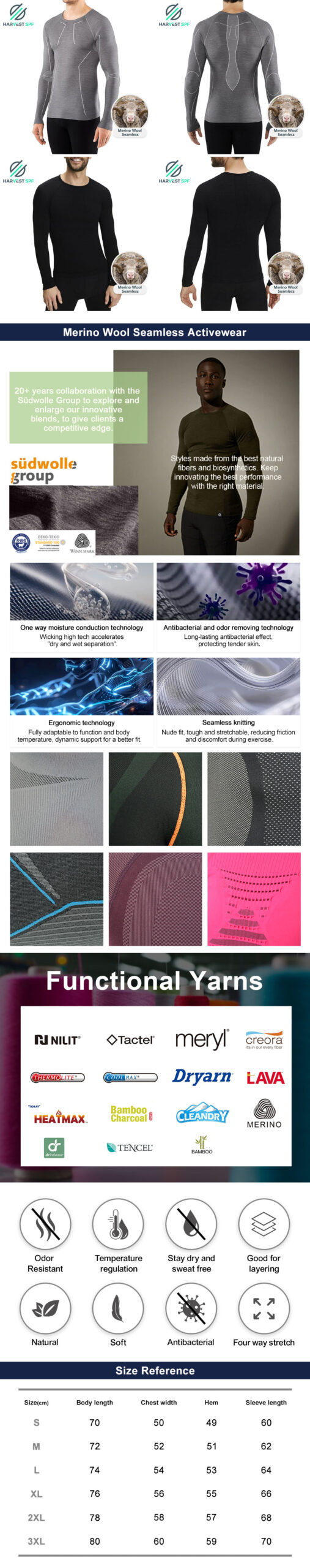 Custom Premium Merino Wool Men’s Seamless long sleeve | OEM Activewear Manufacturer-