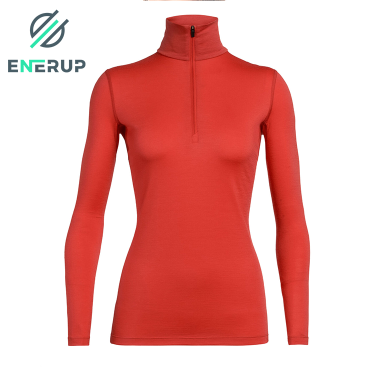 ladies merino wool baselayers zip-up top