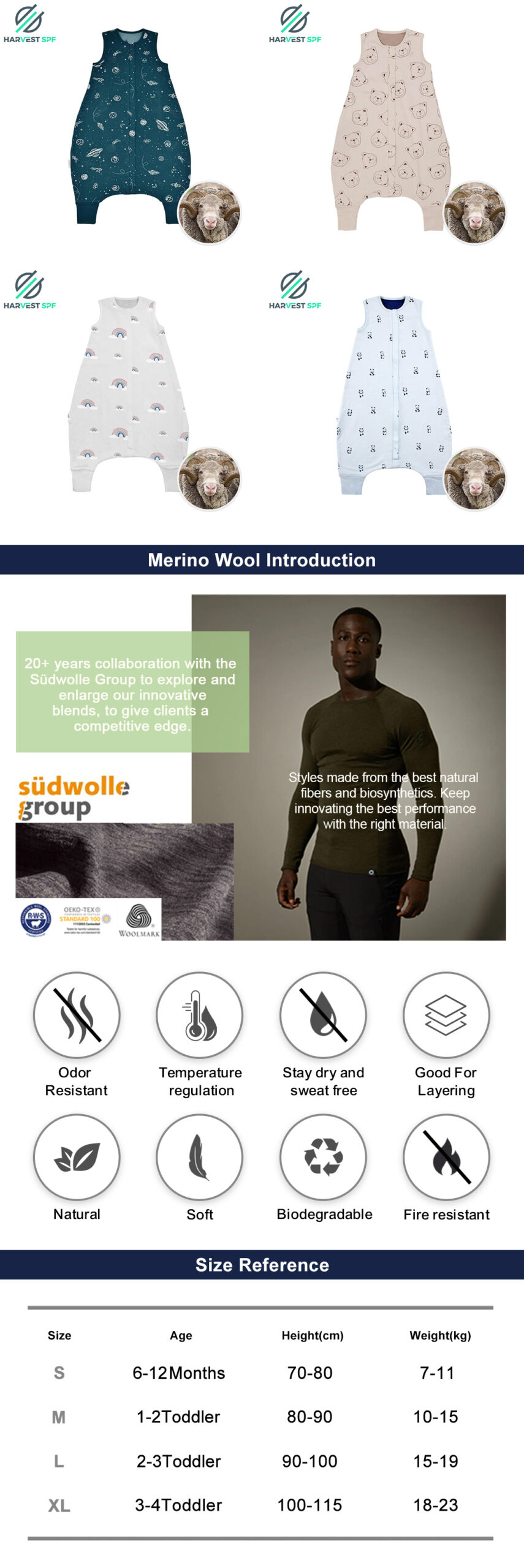 Custom Baby’s Merino Wool Sleeveless Sleeping Bag|OEM babywear Manufacturer-