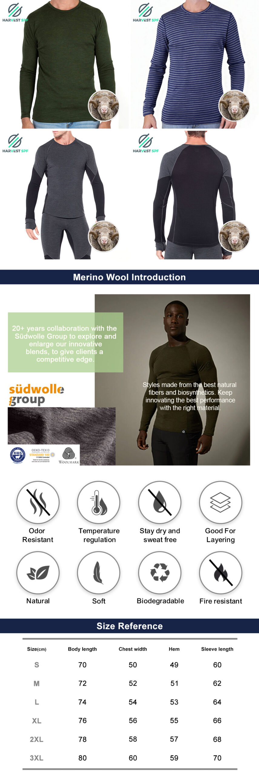 Custom Men’s Merino Wool Long Sleeve Top | OEM Activewear Manufacturer-