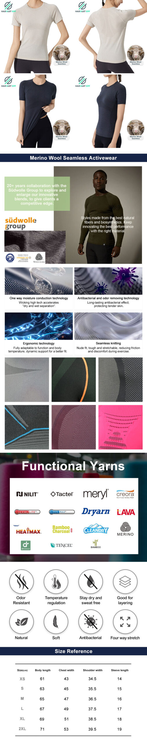 Custom Premium Merino Wool ladies seamless short sleeve | OEM Activewear Manufacturer-